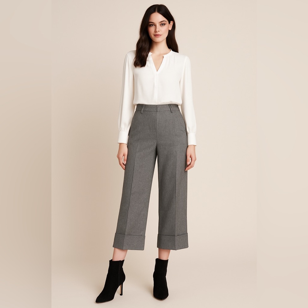 J. Crew Gray Women's Wool Wide Capris EUC size 8